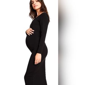 Hatch long sleeve maternity midi dress, black, small